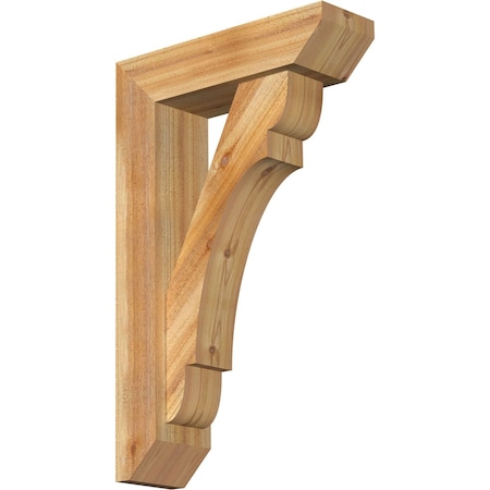 Ekena Millwork Olympic Slat Rough Sawn Bracket w/ Offset Brace, Western Red Cedar, 6"W x 20"D x 32"H BKT0604X20X32OLY06RWR